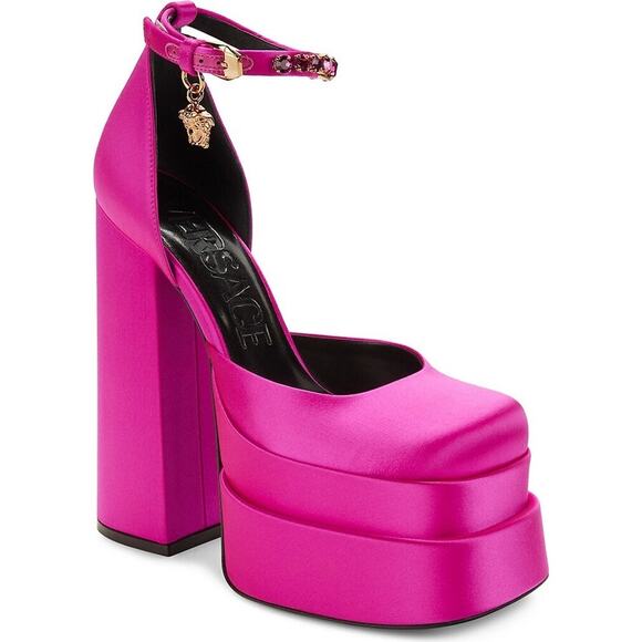 Versace Medusa Aevitas 160mm Charm Ankle Strap Platform Pumps Hot Pink 39 / 8.5 - Picture 1 of 14